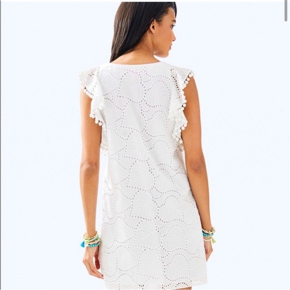 Lilly Pulitzer Astara Dress Leaf Eyelet Resort White Small - Picture 6 of 10
